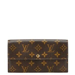Louis Vuitton Monogram Pochette Porte Monnaie Wallet Long Brown